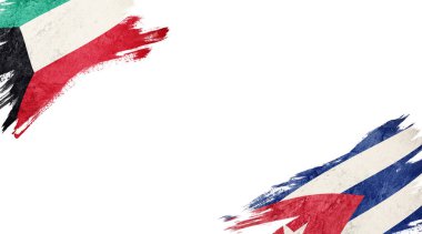 Beyaz Arkaplanda Kuveyt ve Küba Bayrakları